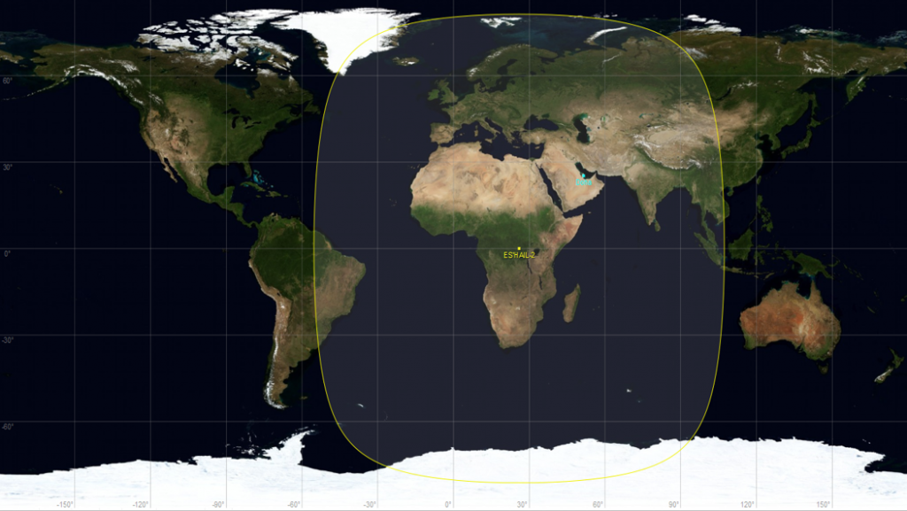 Área de cobertura do satélite QO-100